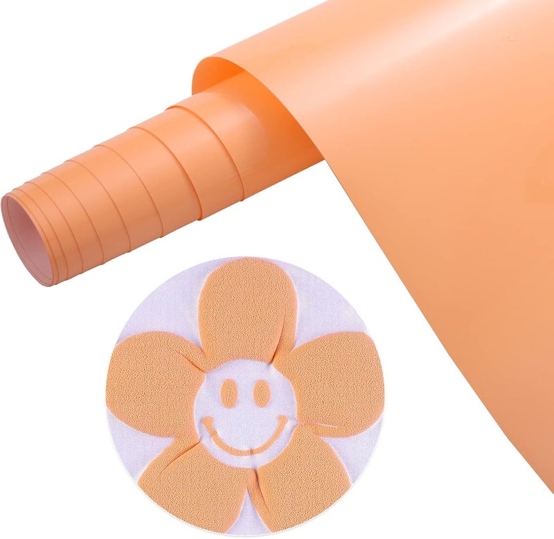 Tintnut Puff Vinyl Heat Transfer - 10inches x 6ft 3D Deep Peach Puff HTV Roll Heat Transfer Vinyl Foaming Colorful Puffy Iron on Vinyl for T-Shirts DIY Compatible with Cricut or Silhoutte Cameo - Image 1